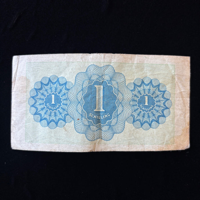 Vintage Banknote 1944 WWII Austria 1 Schilling Allied Military Blue Currency