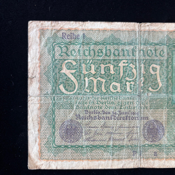 Antique Banknote 1919 German Reichsbanknote 50 Mark Post WWI Imperial Transition