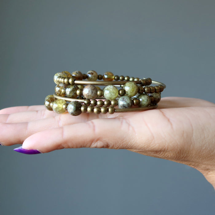 green garnet coil bracelet