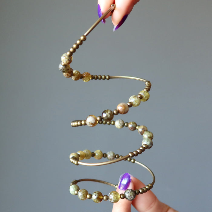 green garnet coil bracelet