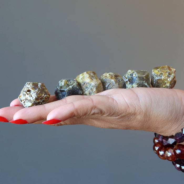 green grossular garnet crystals