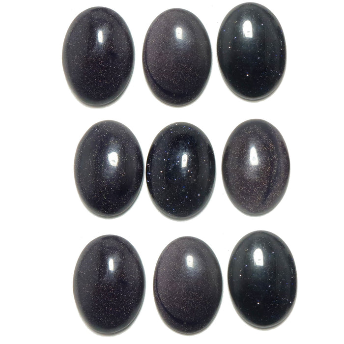 9 blue goldstone oval cabochons