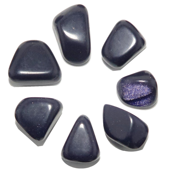 7 blue goldstone tumbled stones