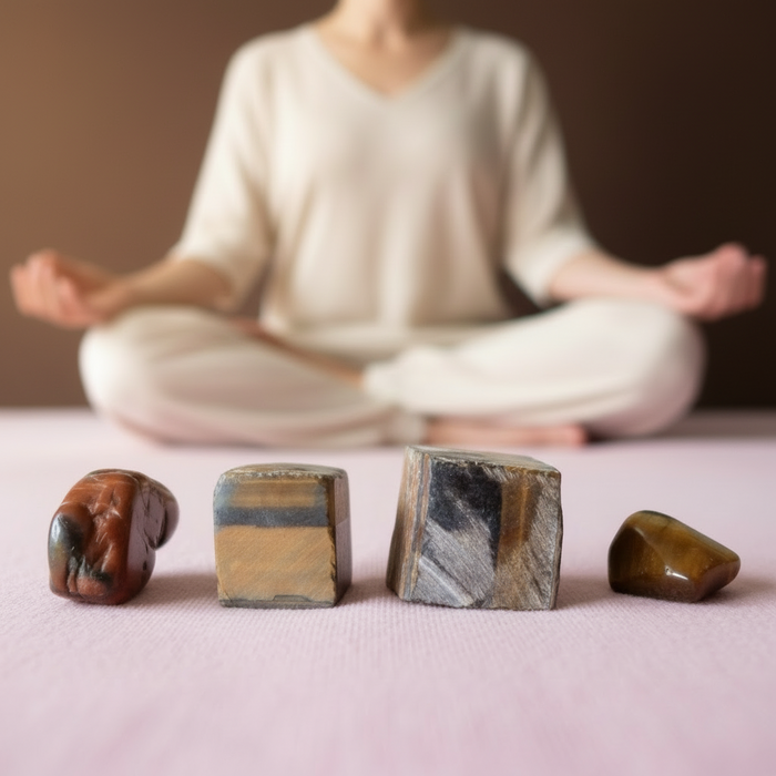 Grounding Set Root Chakra Gems Tigers Eye Petrified Wood