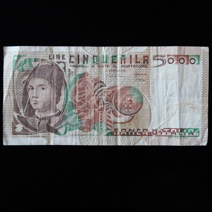 Vintage Banknote Italy 5000 Lire 1979 Pre-Euro UV Verified European Currency