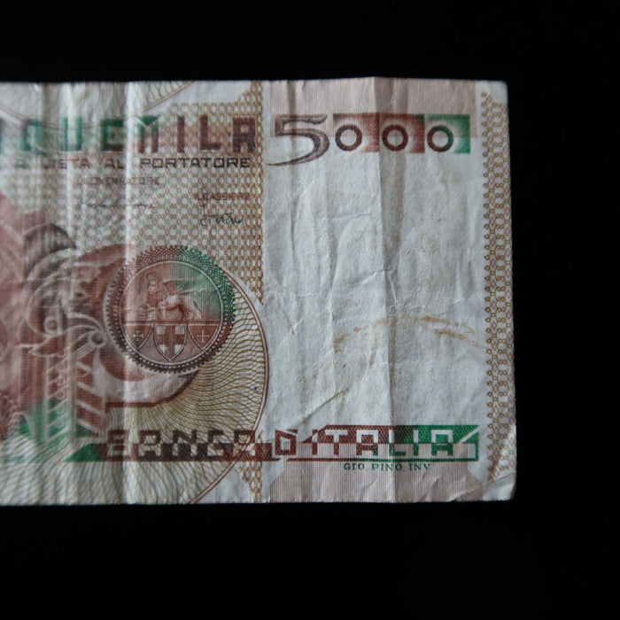 Vintage Banknote Italy 5000 Lire 1979 Pre-Euro UV Verified European Currency