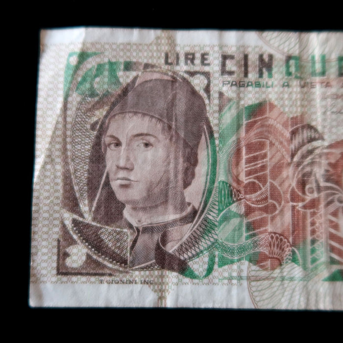 Vintage Banknote Italy 5000 Lire 1979 Pre-Euro UV Verified European Currency