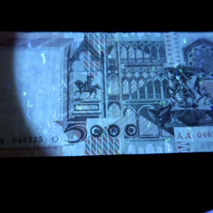 Vintage Banknote Italy 5000 Lire 1979 Pre-Euro UV Verified European Currency