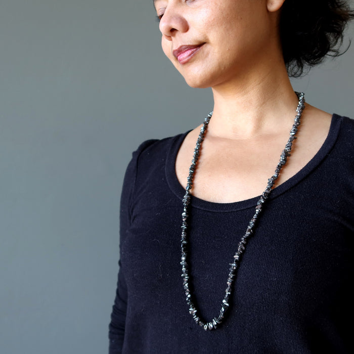 hematite chip necklace