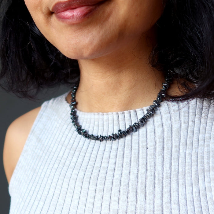 hematite chip necklace