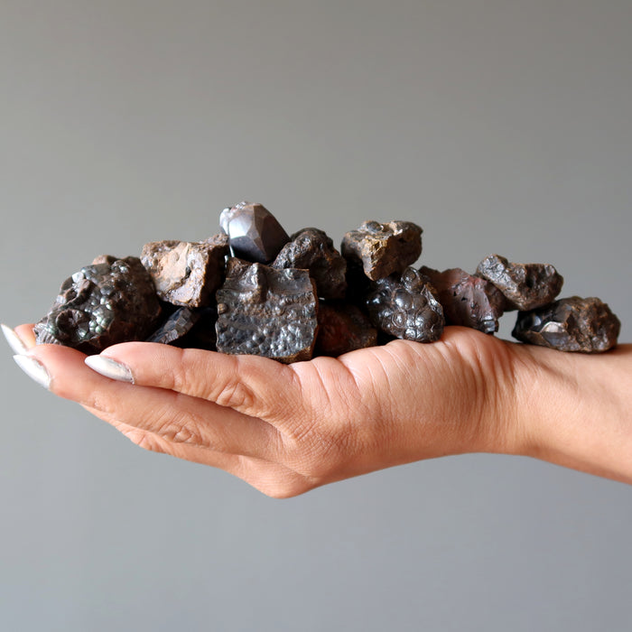 Hematite Raw Bundle of 24 Real Metallic Black Clusters