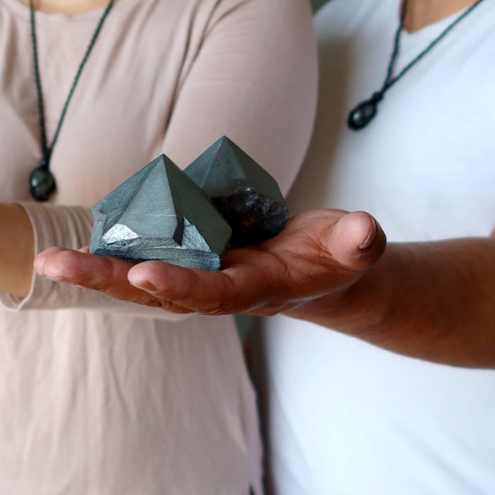 two hematite towers in hand