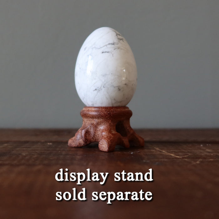 howlite egg on display stand