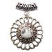 Silver floral Howlite pendant with a central gemstone on a white background