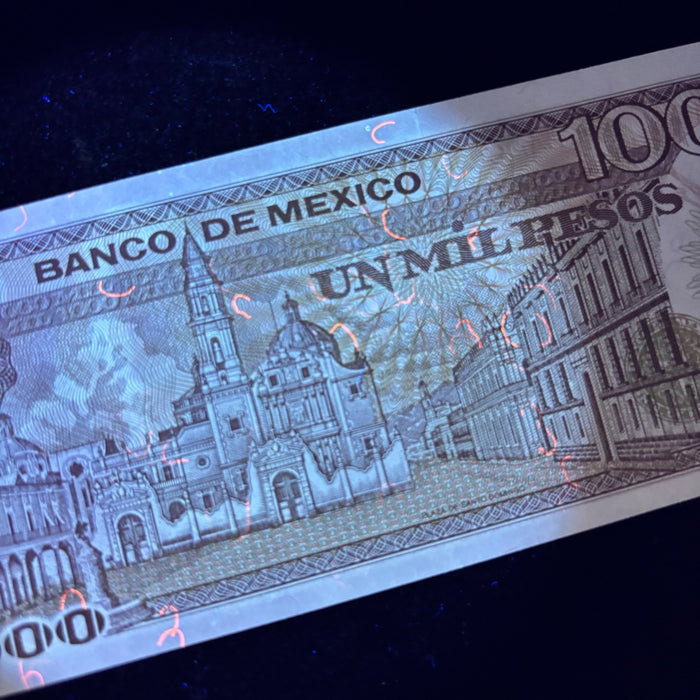 Vintage Banknote 1985 Old Mexico 1000 Pesos Sor Juana Currency UV Verified UNC