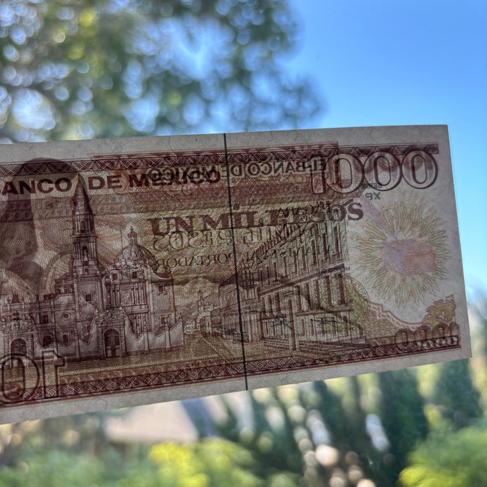 Vintage Banknote 1985 Old Mexico 1000 Pesos Sor Juana Currency UV Verified UNC