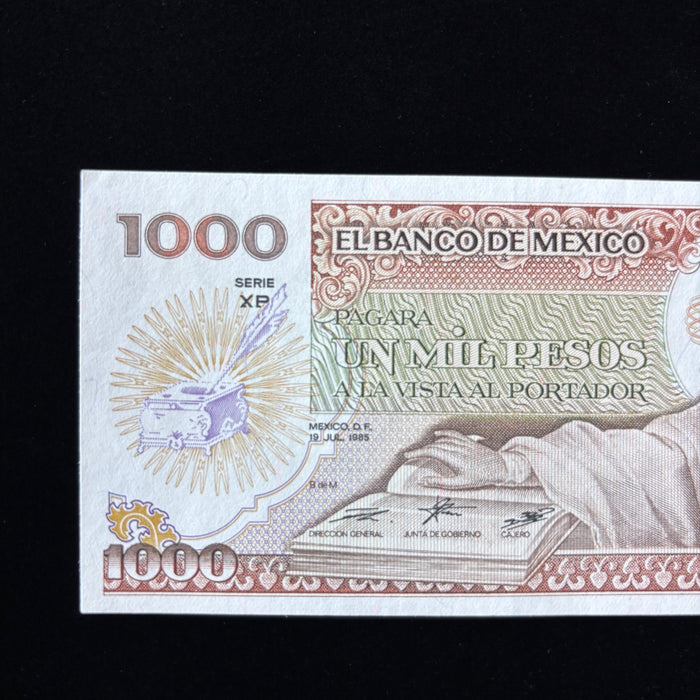 Vintage Banknote 1985 Old Mexico 1000 Pesos Sor Juana Currency UV Verified UNC