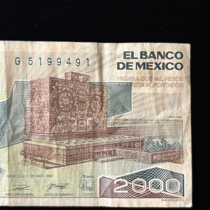 Vintage Banknote Lot Mexico 1980s Inflation Era 2K, 20K Old Pesos UV Verified