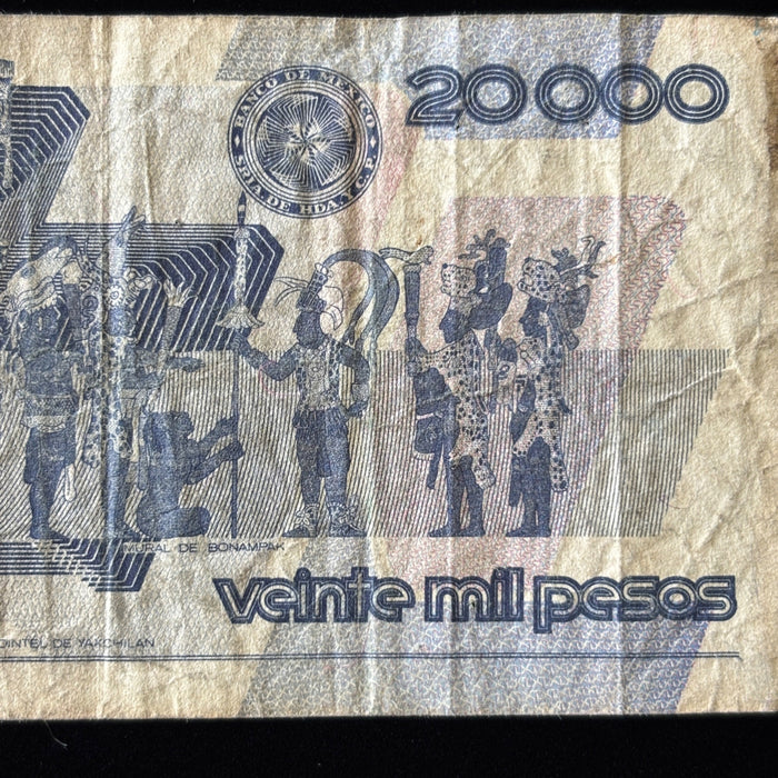 Vintage Banknote Lot Mexico 1980s Inflation Era 2K, 20K Old Pesos UV Verified