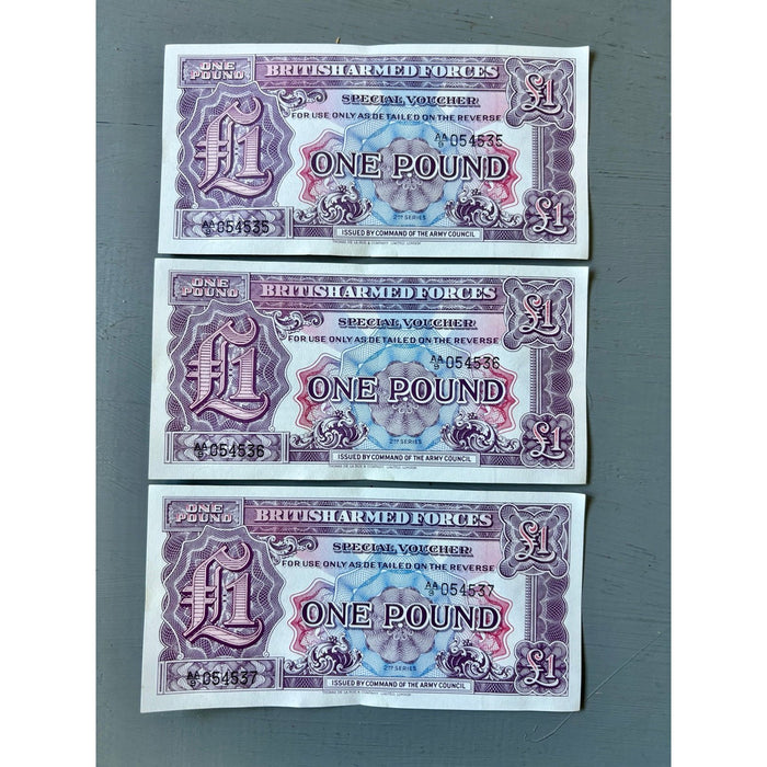 Vintage Banknote Set 1948 Lot of 3 British Armed Forces £1 2nd Series AA UNC