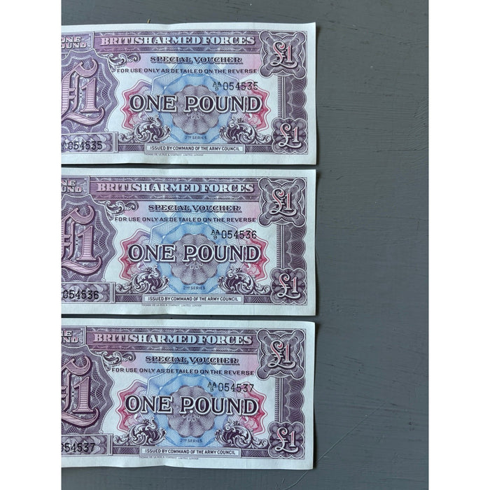 Vintage Banknote Set 1948 Lot of 3 British Armed Forces £1 2nd Series AA UNC