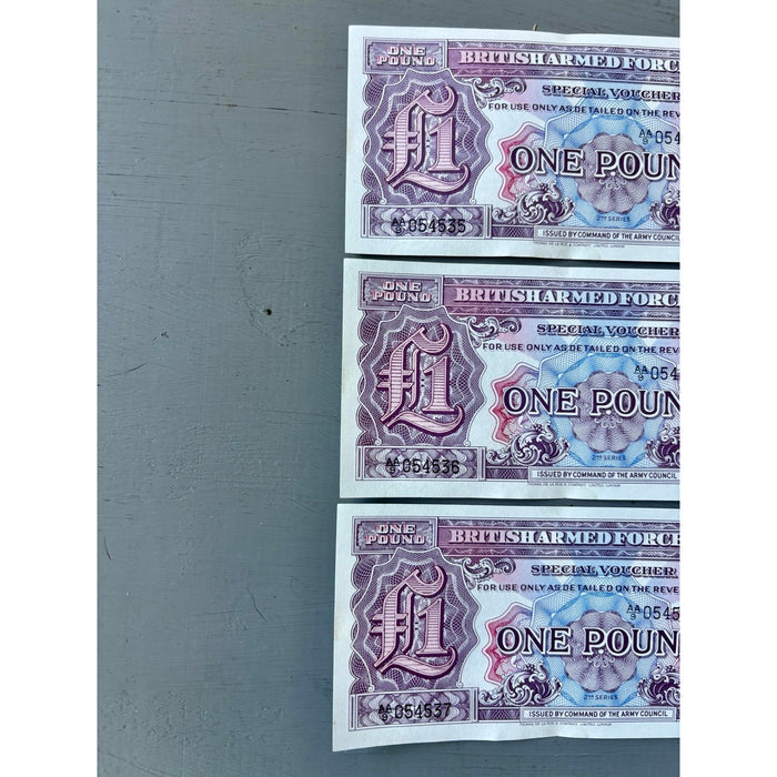 Vintage Banknote Set 1948 Lot of 3 British Armed Forces £1 2nd Series AA UNC