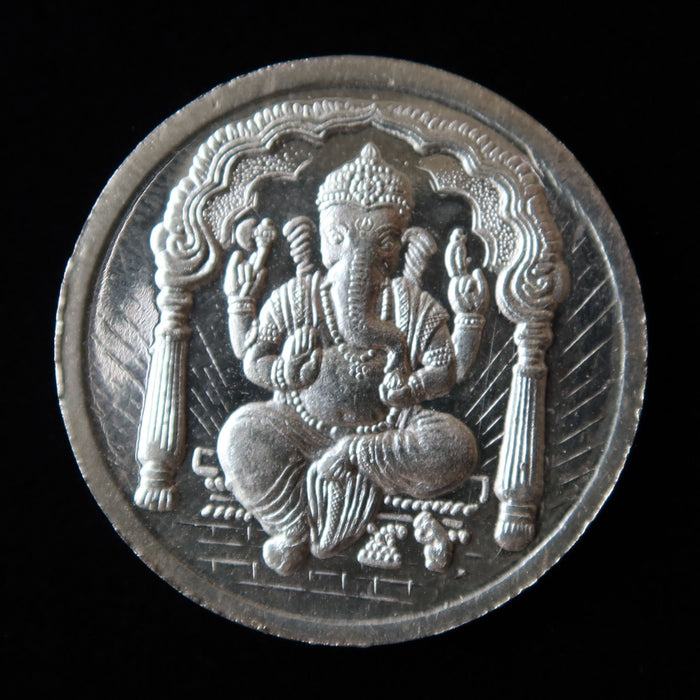 Vintage Bombay India .999 Fine Pure Silver Coin Lot Lakshmi Ganesha Om Pooja