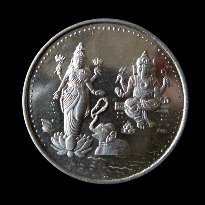 Vintage Bombay India .999 Fine Pure Silver Coin Lot Lakshmi Ganesha Om Pooja