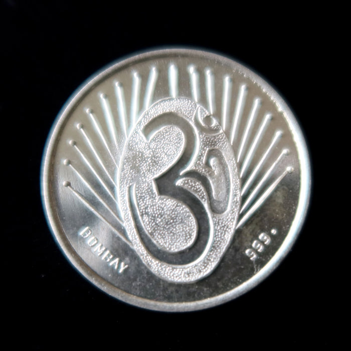 Vintage Bombay India .999 Fine Pure Silver Coin Lot Lakshmi Ganesha Om Pooja