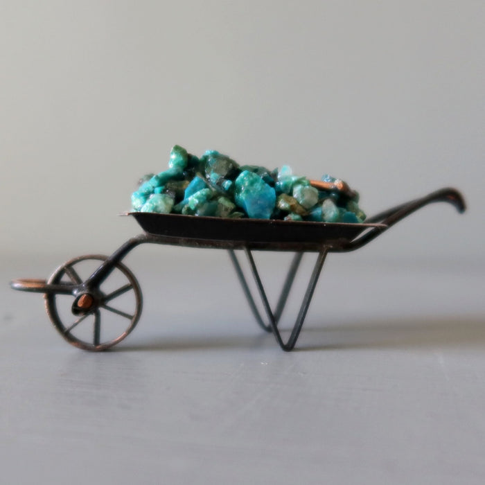 Vintage Chrysocolla Wheelbarrow Blue Crystals Mining