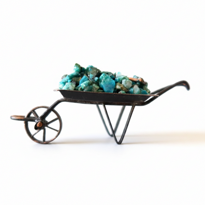 Vintage Chrysocolla Wheelbarrow Blue Crystals Mining