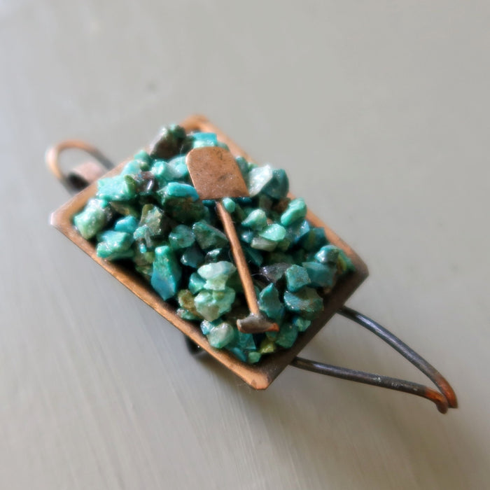 Vintage Chrysocolla Wheelbarrow Blue Crystals Mining
