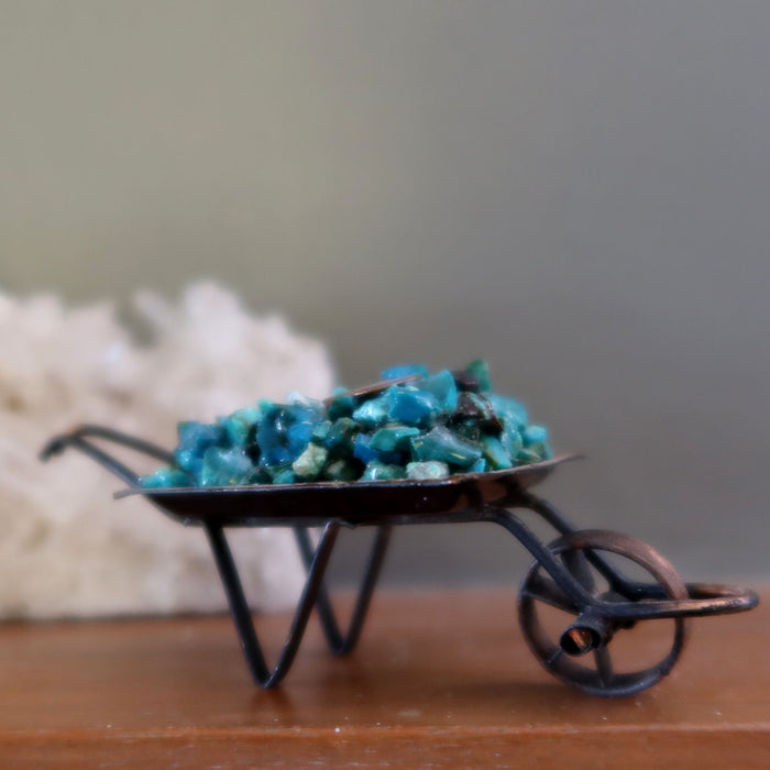 Vintage Chrysocolla Wheelbarrow Blue Crystals Mining
