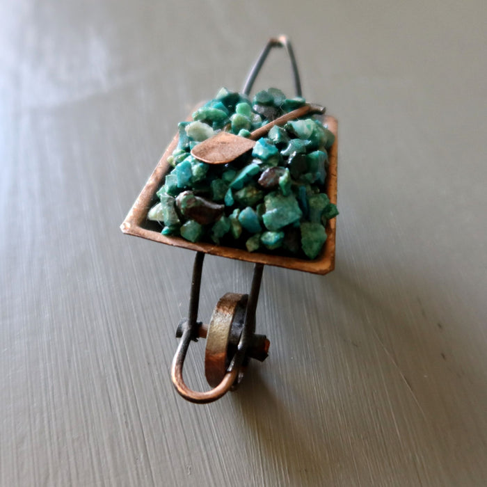 Vintage Chrysocolla Wheelbarrow Blue Crystals Mining