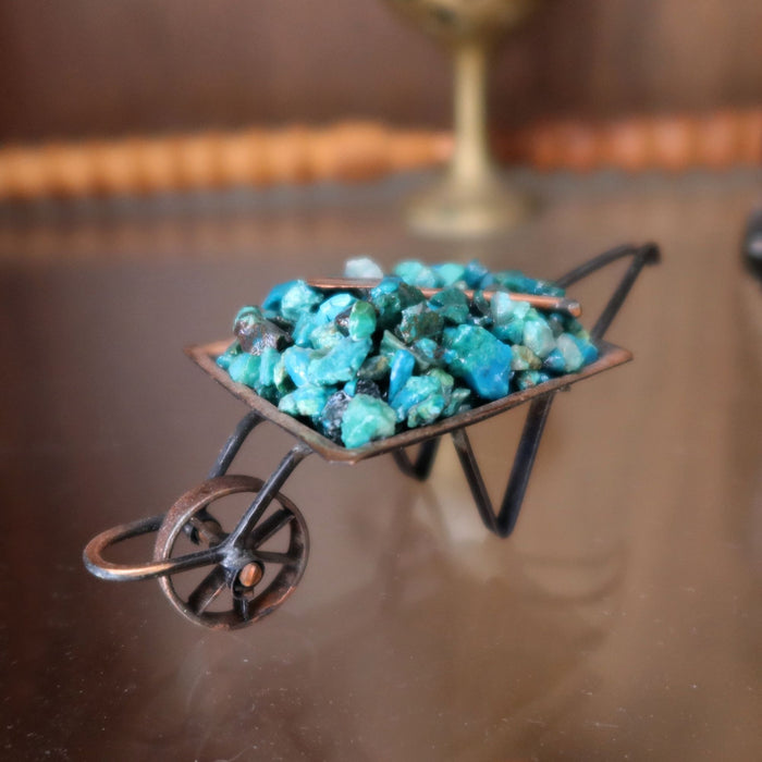 Vintage Chrysocolla Wheelbarrow Blue Crystals Mining