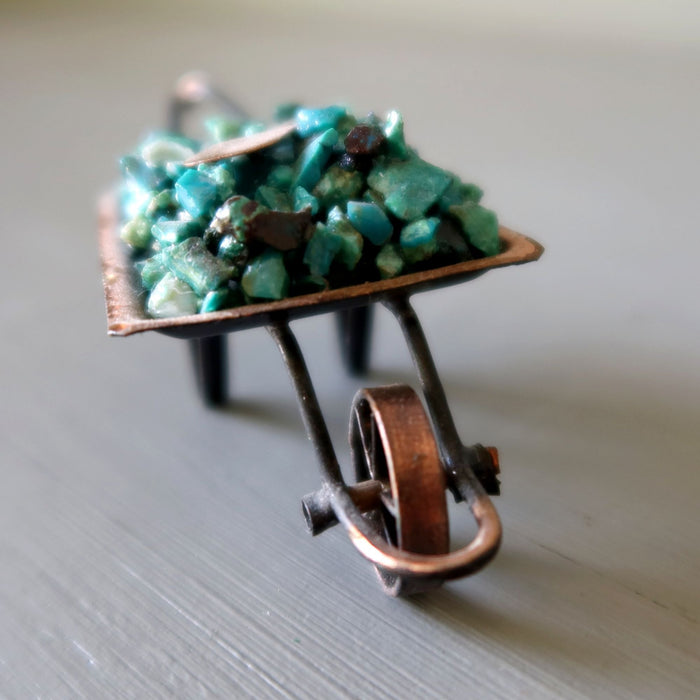 Vintage Chrysocolla Wheelbarrow Blue Crystals Mining