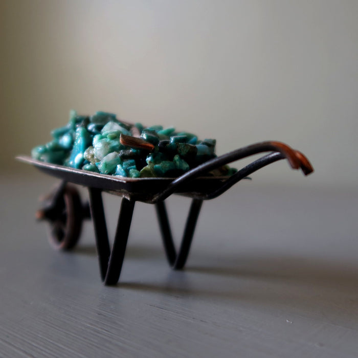 Vintage Chrysocolla Wheelbarrow Blue Crystals Mining