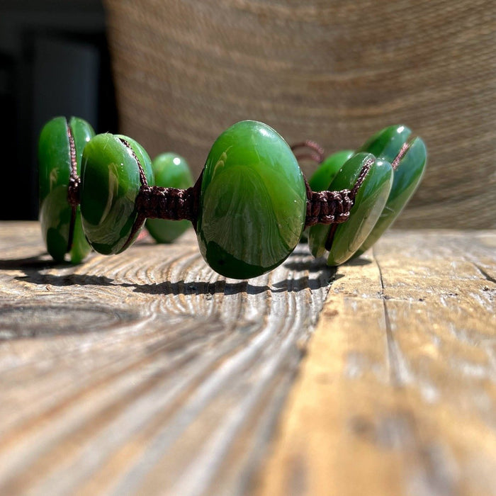 Jade Bracelet Real Abundance Gems in Macrame Adjustable