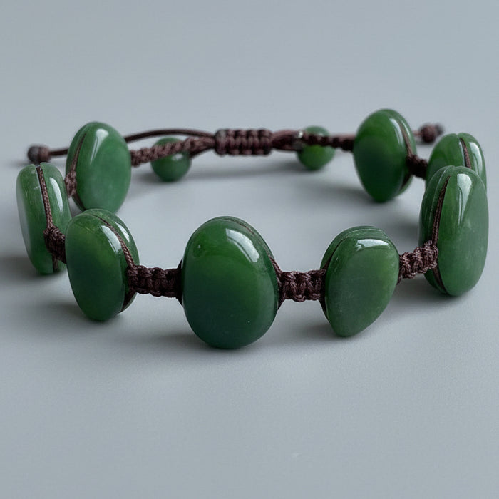 Jade Bracelet Real Abundance Gems in Macrame Adjustable