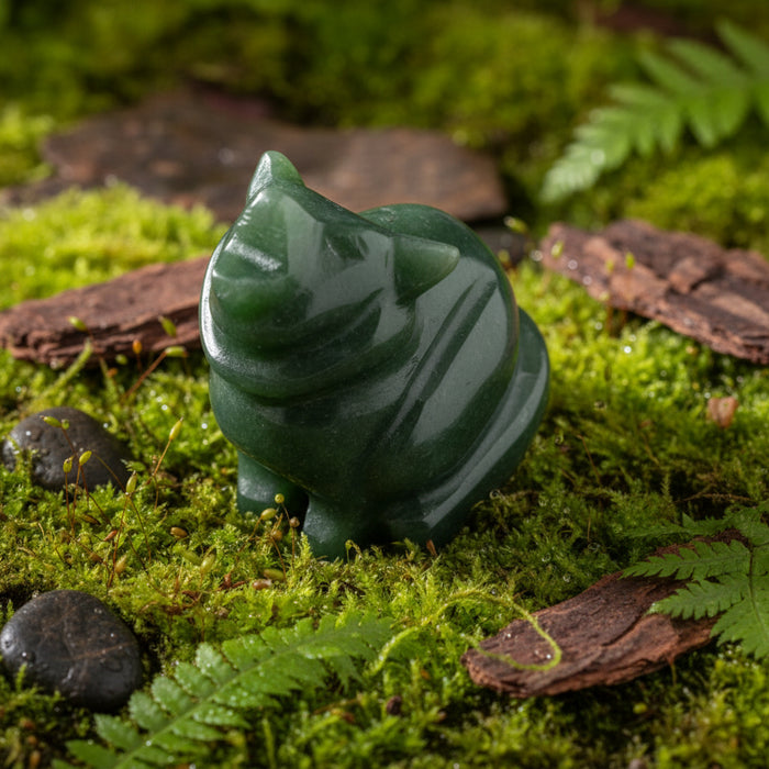Jade Wolf Howling Green Nephrite Figurine