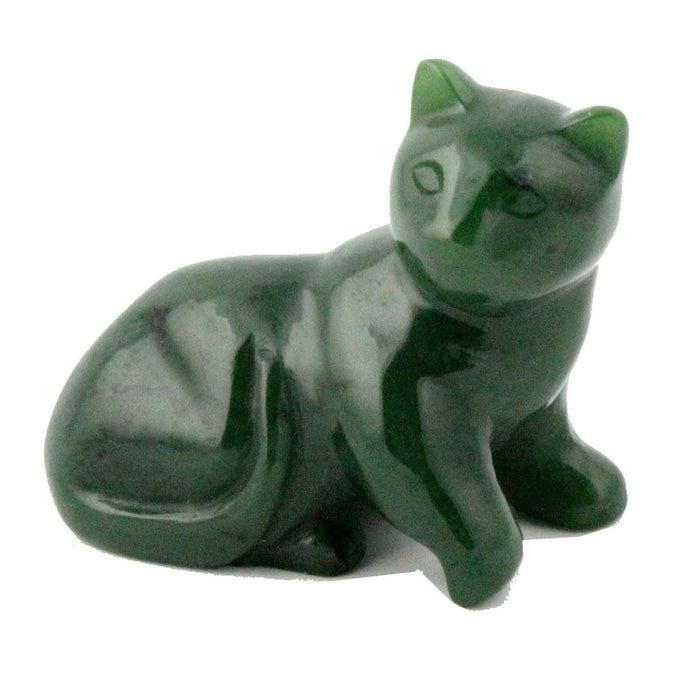 Jade Cat Resting Feline Green Canadian Nephrite