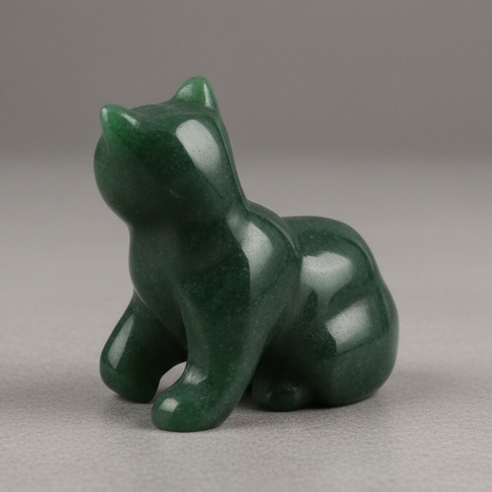 Jade Cat Resting Feline Green Canadian Nephrite