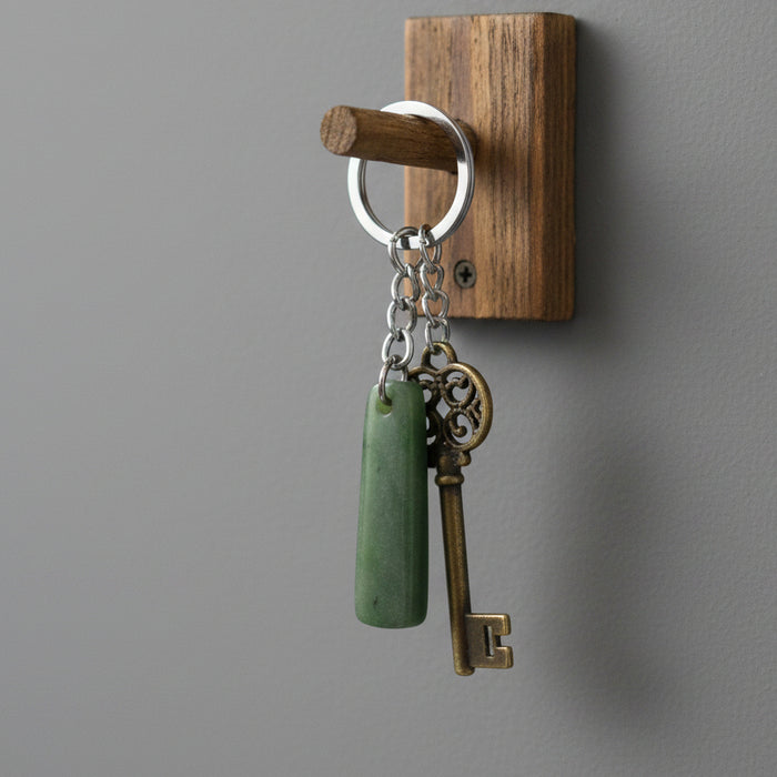 Jade Keychain Green Canadian Nephrite Gemstone Key Fob