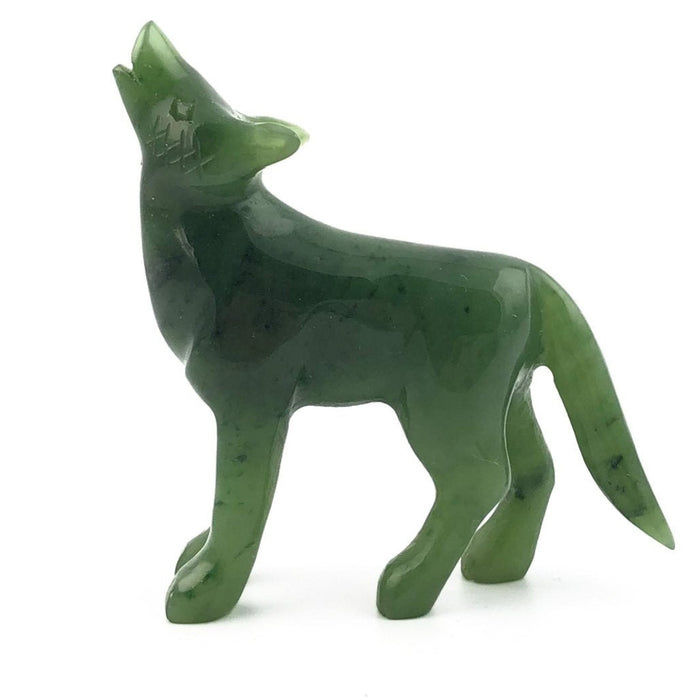 Jade Coyote Wild Spirit Howling Green Nephrite Figurine