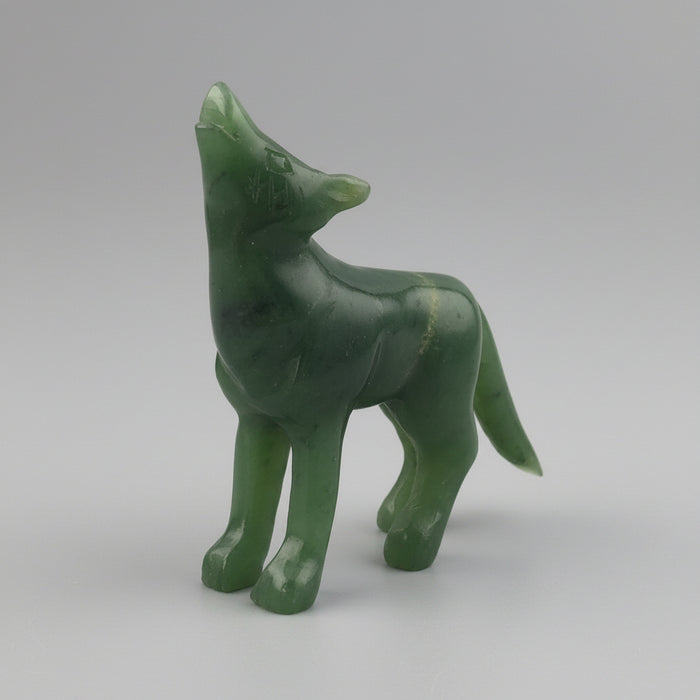 Jade Coyote Wild Spirit Howling Green Nephrite Figurine