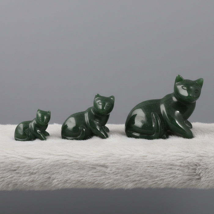 Jade Cat Resting Feline Green Canadian Nephrite