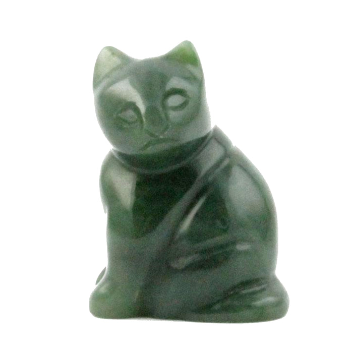 Jade Cat Wise Sitting Feline Green Canadian Nephrite