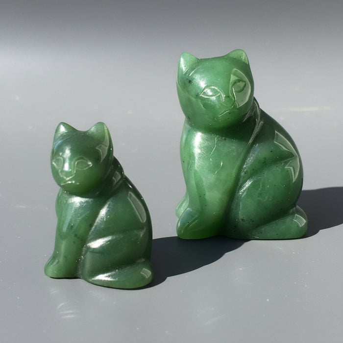 Jade Cat Wise Sitting Feline Green Canadian Nephrite