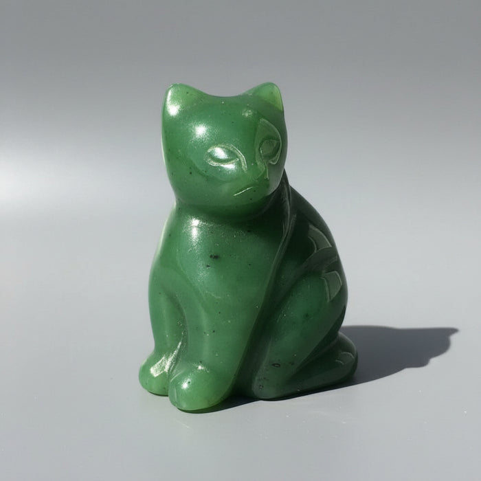 Jade Cat Wise Sitting Feline Green Canadian Nephrite
