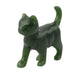 Green jade cat figurine on a white background
